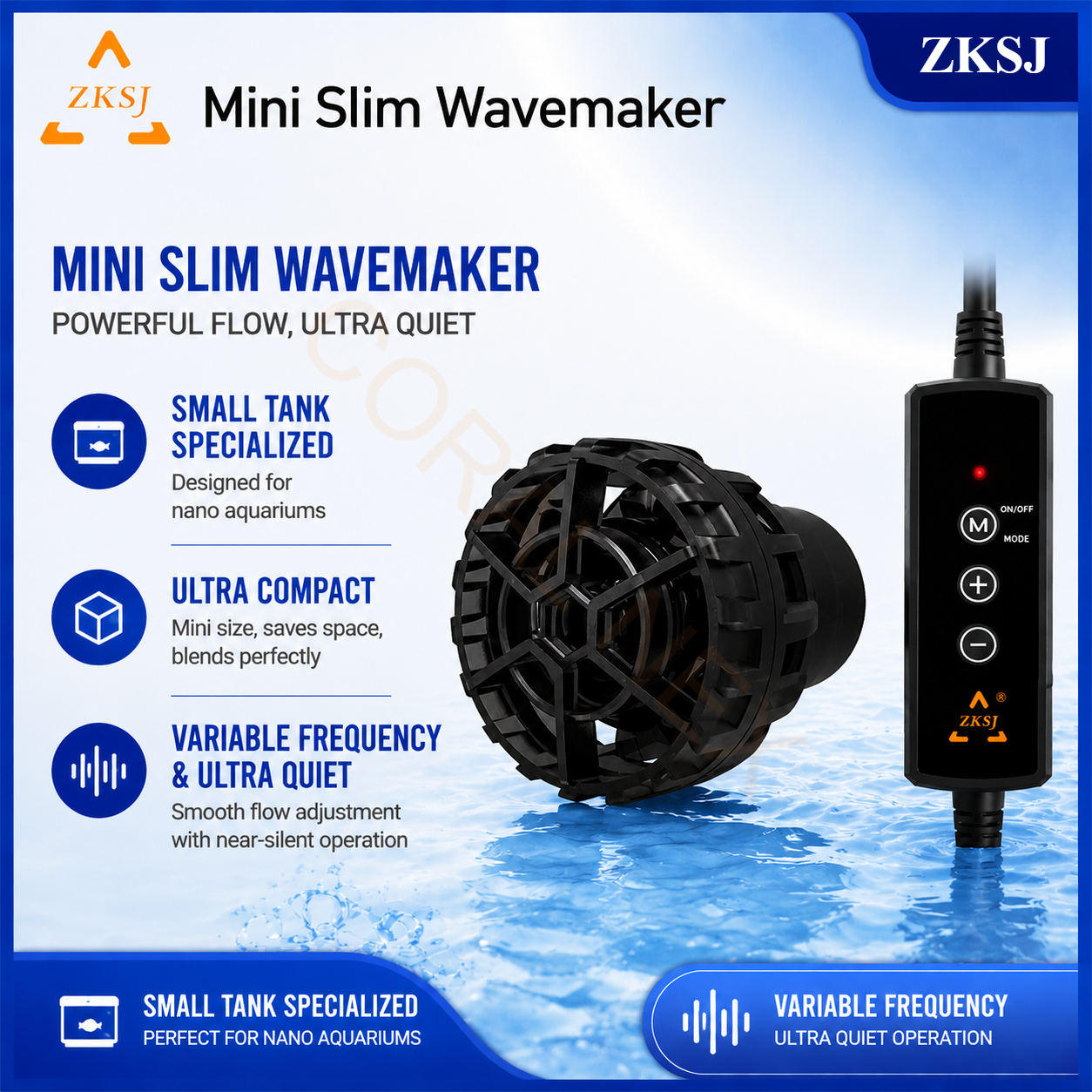 Marine Aquarium Wave Maker - ZKSJ Mini Slim Touch Control DC